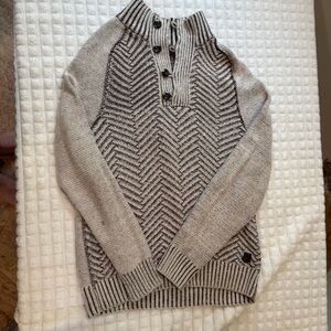 Gray Chevron Cowl Neck Sweater